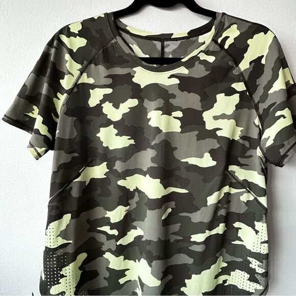Lululemon UVP Run Short Sleeve Heritage 365 Camo Crispin Green Multi - Picture 3 of 10